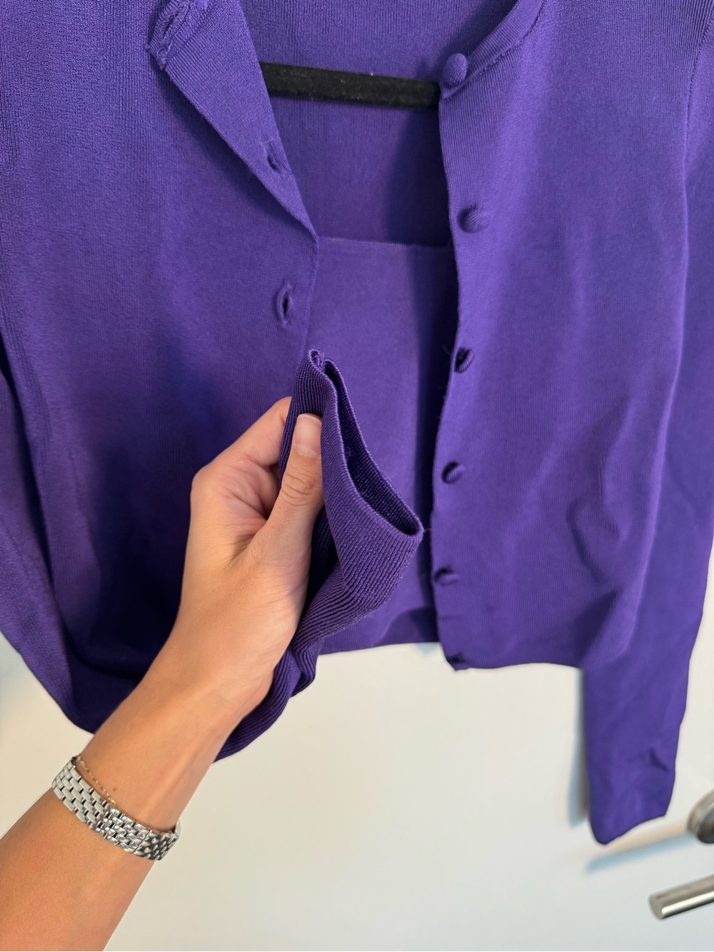Mango Deep Purple Cropped Button Cardigan - Picture 7 of 15
